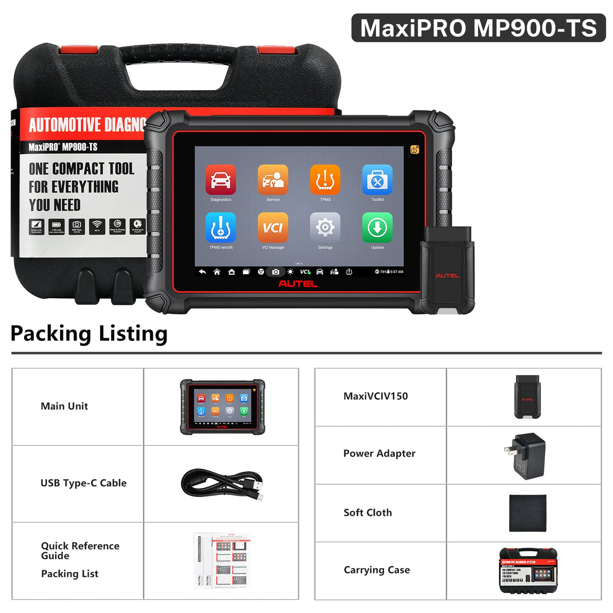 Autel MaxiPRO MP900TS kit contents